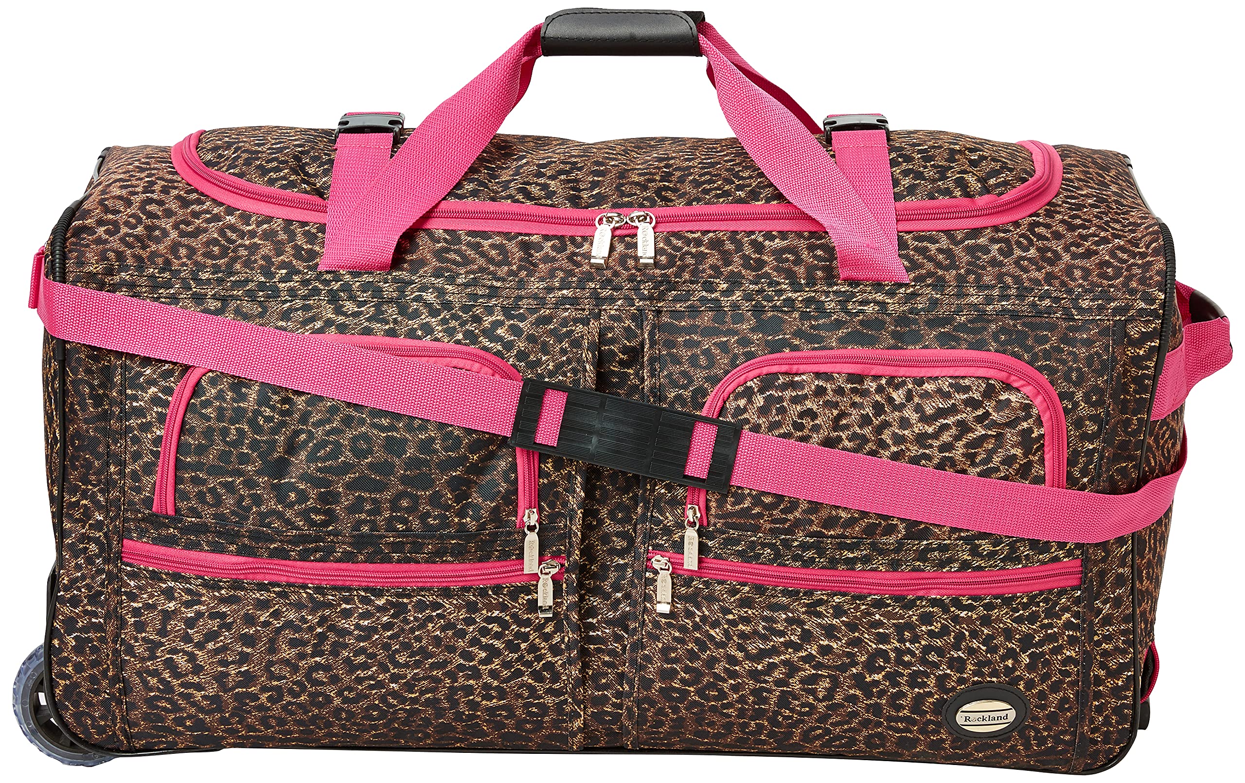 22 Inch  ROLLING DUFFLE BAG - PINKLEOPARD