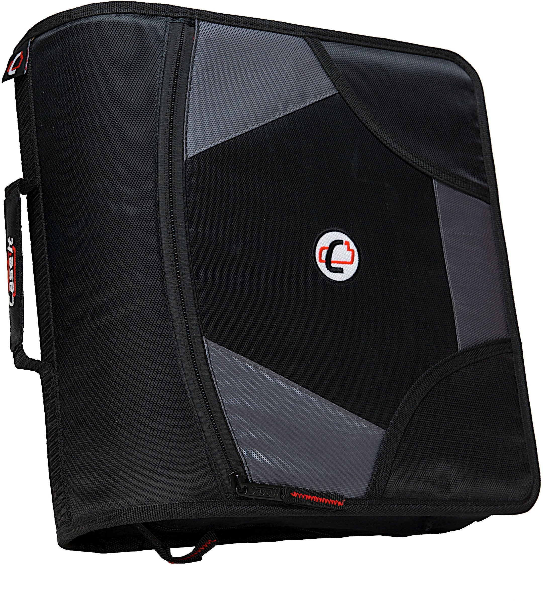 Case-It The King Sized Zip Tab Zipper Binder - 4 Inch D-Rings - 5 Subject File Folder - Multiple Pockets - 800 Sheet Capacity - Comes With Shoulder Strap - Black D-186