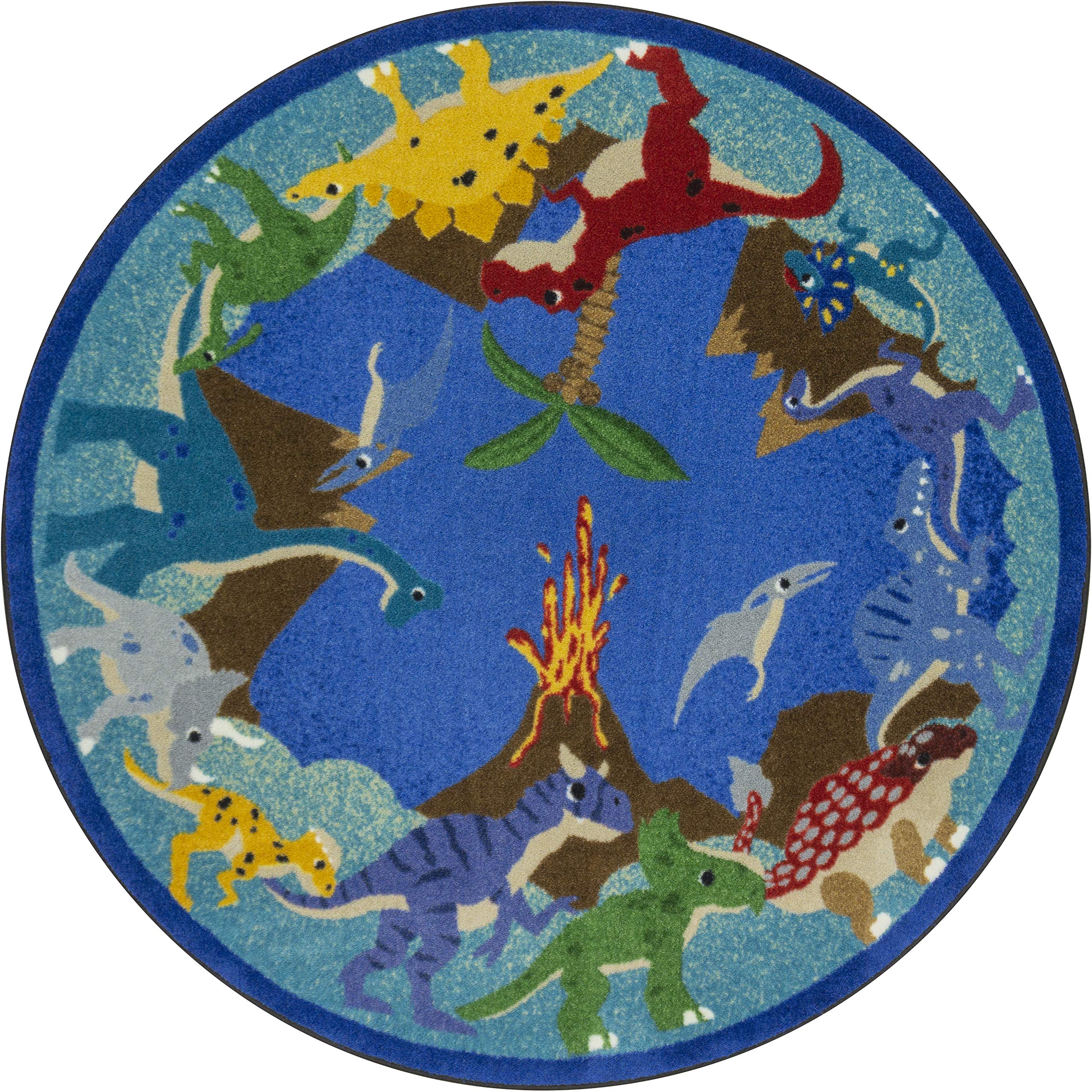 Dino Parade 54 Round area rug in color Multi