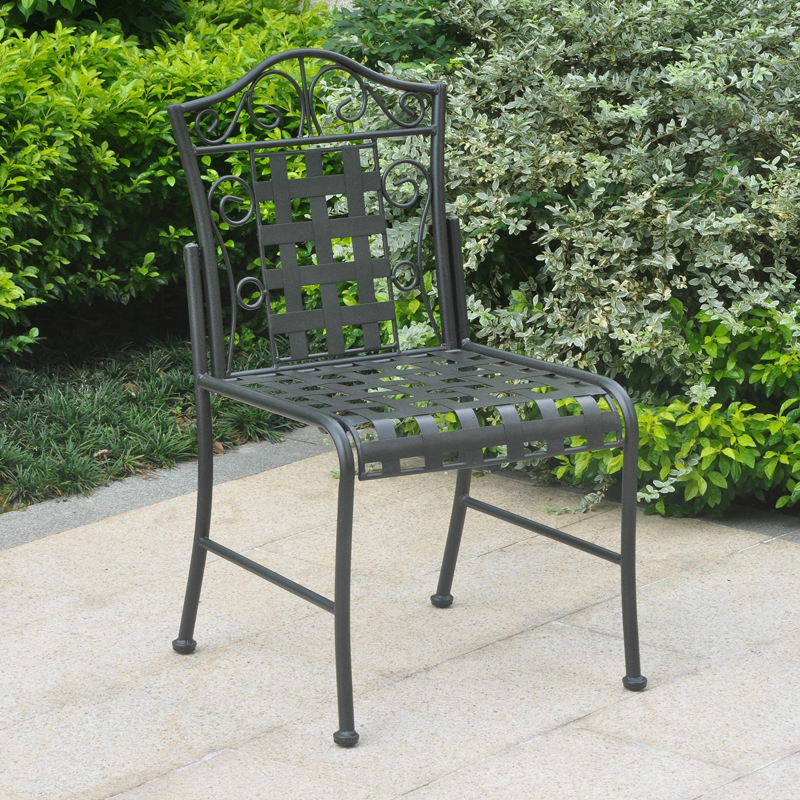 Mandalay Iron Patio Set of 2 Bistro Chairs -Antique Black