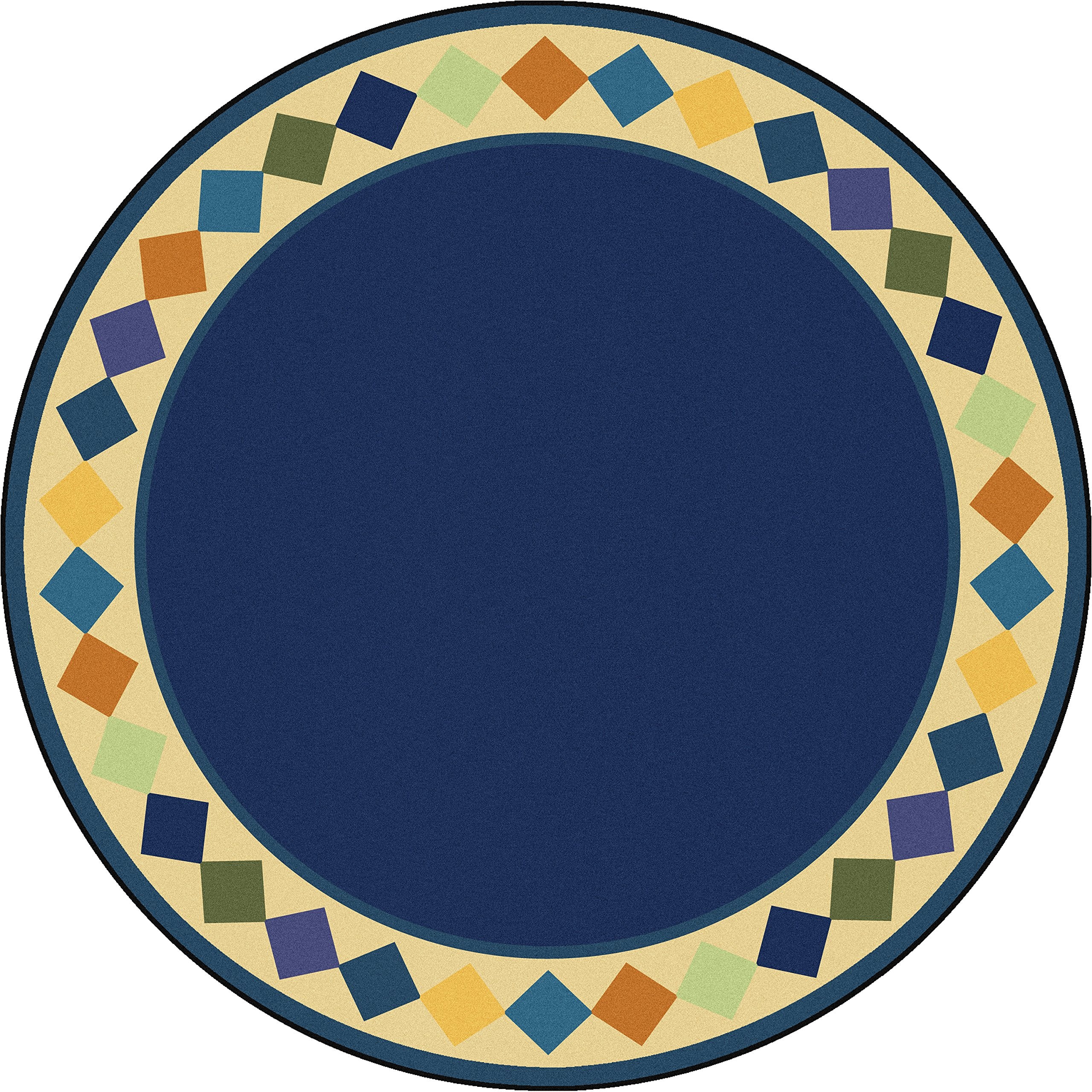 Joy Carpets Kid Essentials Delightful Diamonds 132 Round Indoor Area Rug in Color Multi