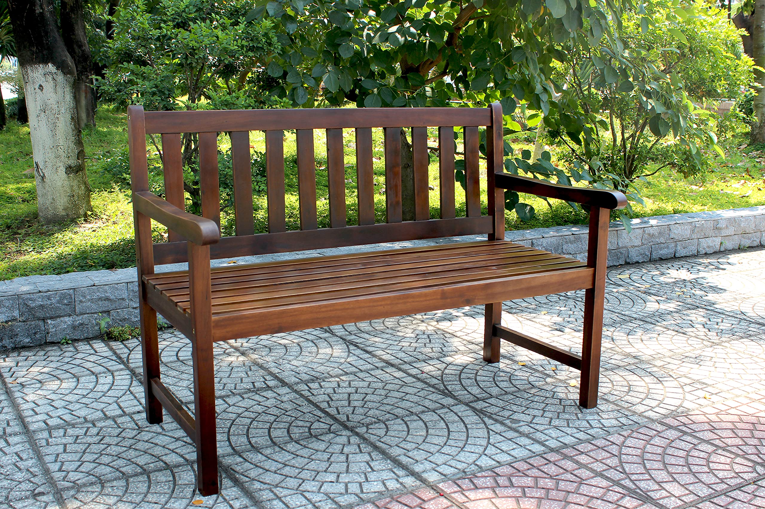 Outdoor 4 Foot Wood Bench -Brown