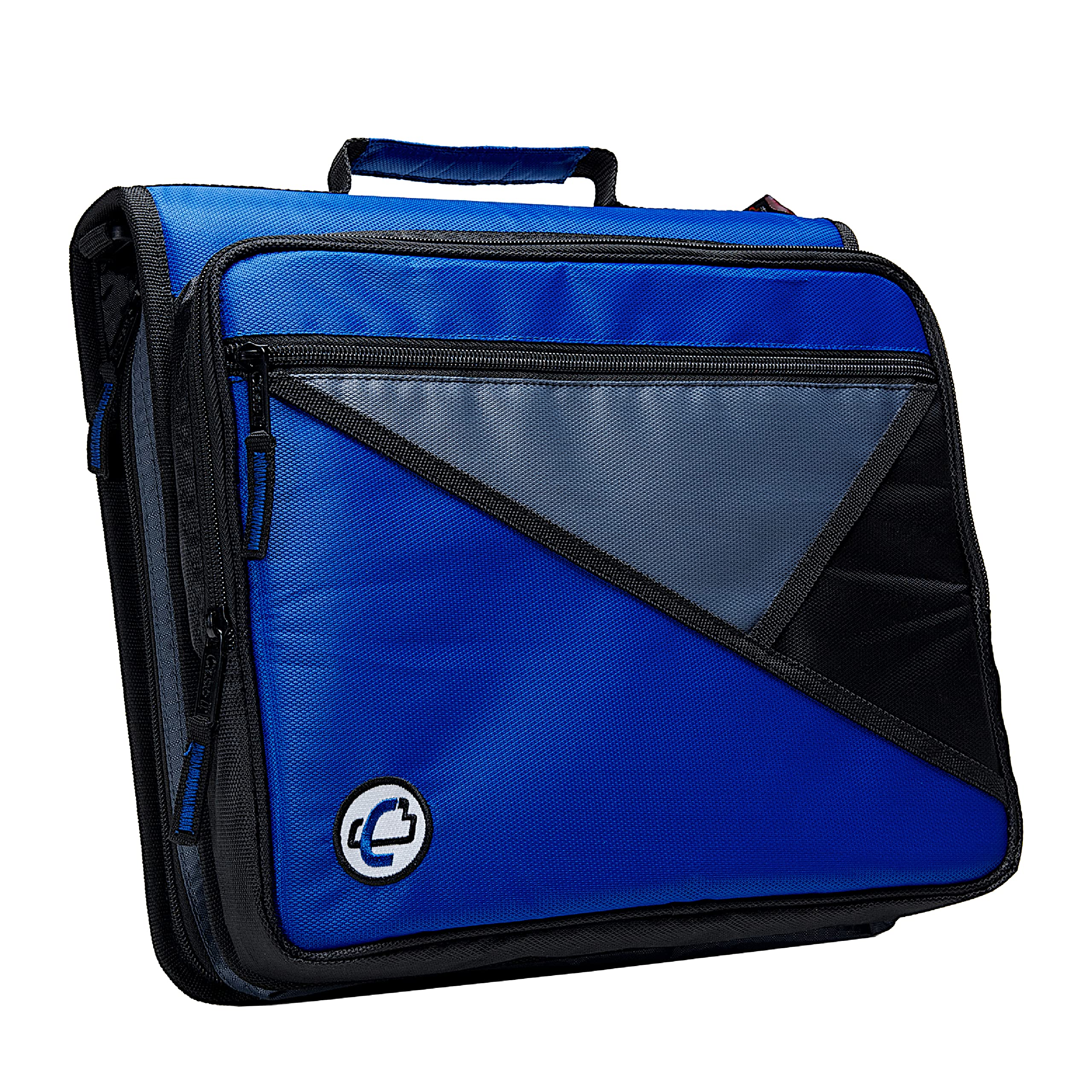 Case-It The Universal Zipper Binder - 2 Inch O-Rings - Padded Pocket That Holds Up To 13 Inch Laptop/Tablet - Multiple Pockets - 400 Page Capacity - Comes With Shoulder Strap - Blue Lt-007