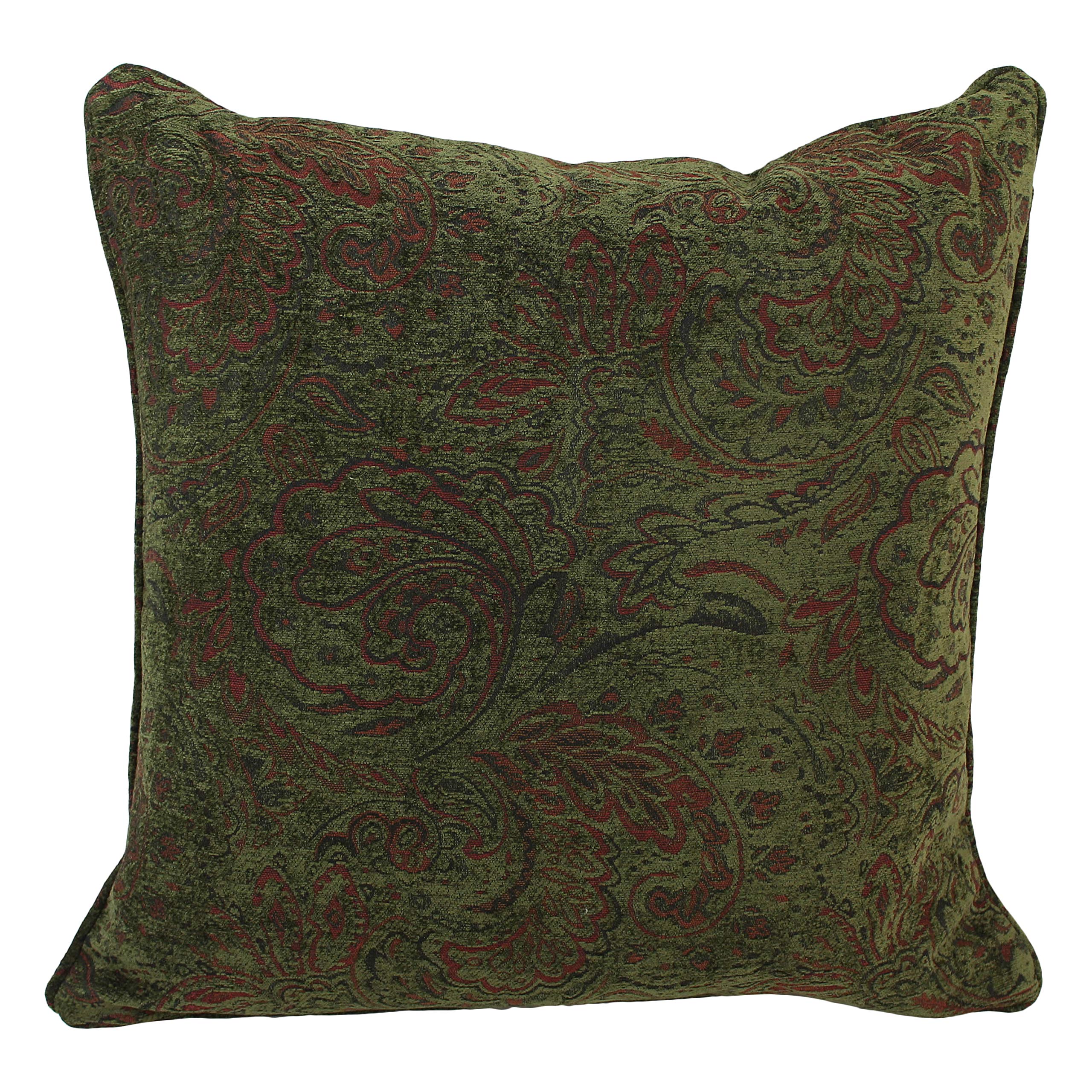 20-inch by 8-inch Double-corded Patterned Jacquard Chenille Bolster Pillow with Insert - Floral Tan