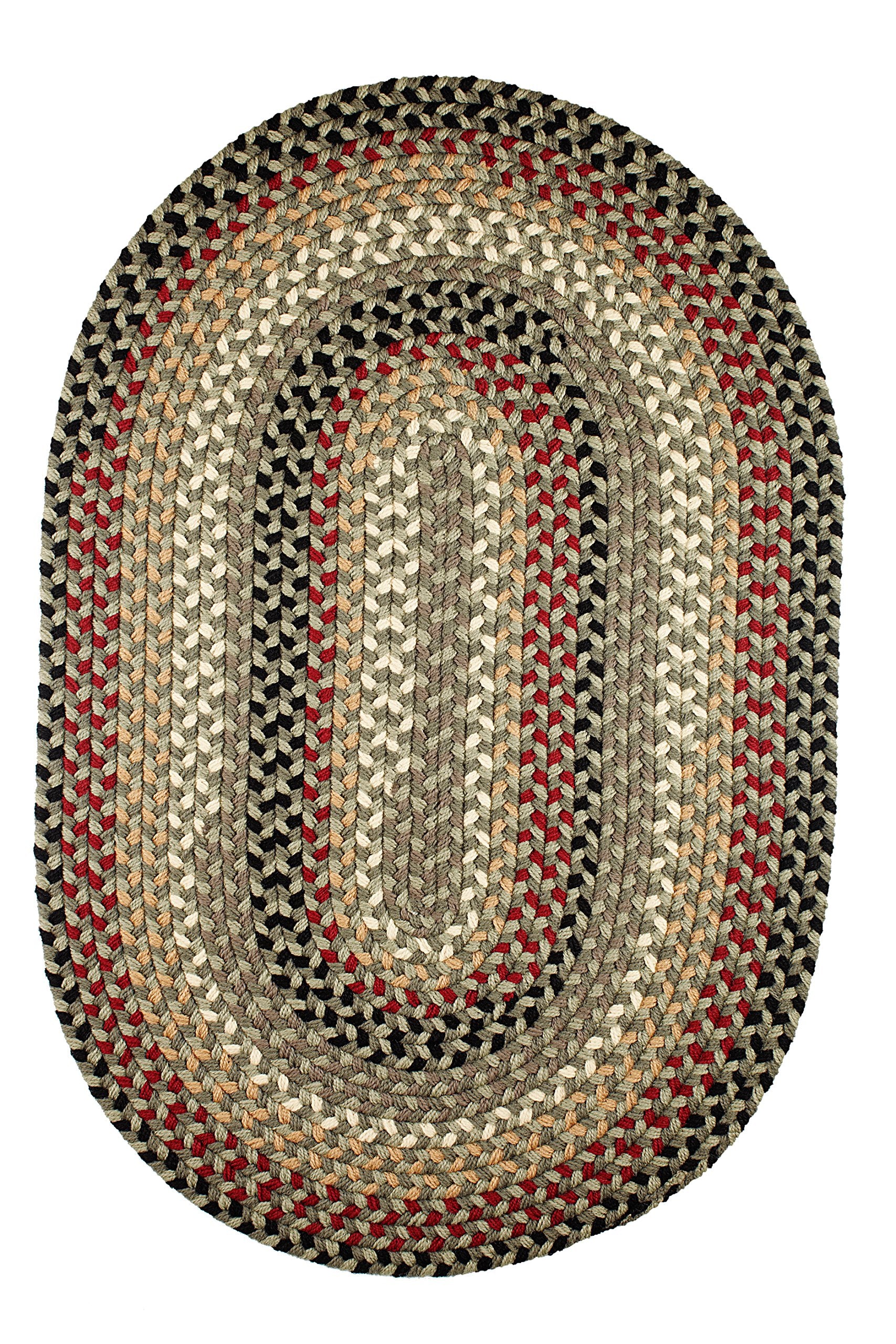 Rhody Rug Mayflower MF63 Forest Green 3 x 5 Oval - Braided Area Rug, Home Decor, Floor Mat or Bedroom Rug - Easy Care, Ideal for High Traffic Areas in Hallway and Living Room - Made in USA