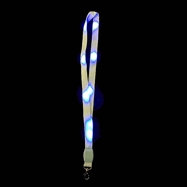 Blue LED Lanyard with Badge Clip for Conventions