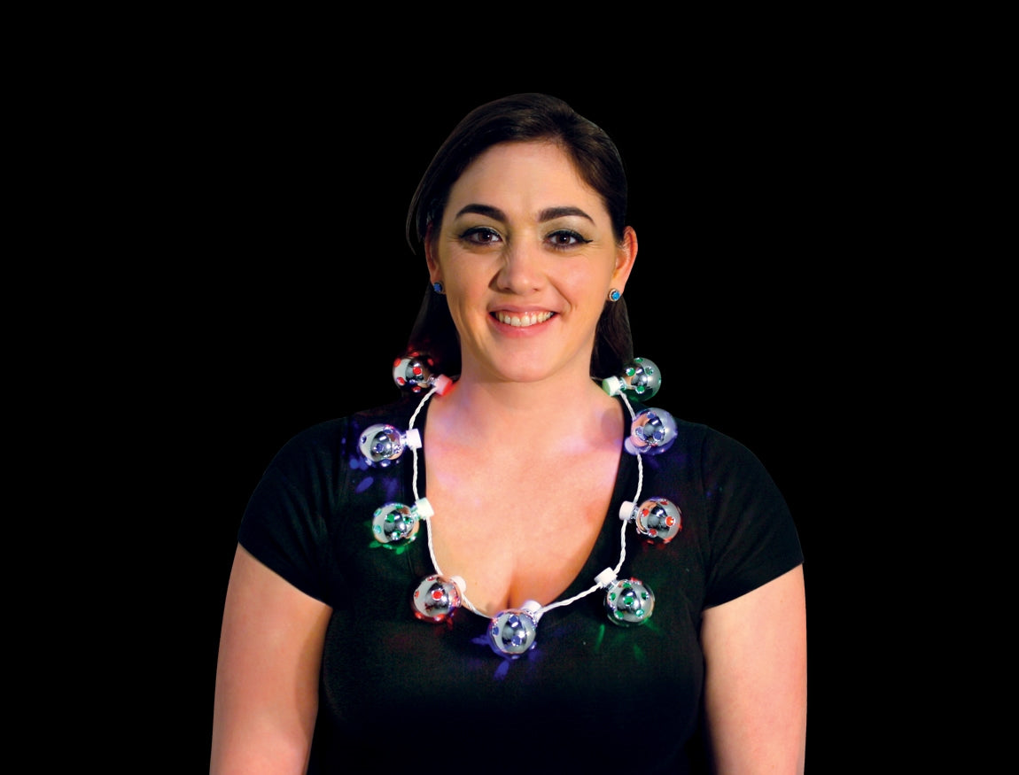 Multicolor Silver Shine Through Party Disco Balls Necklace
