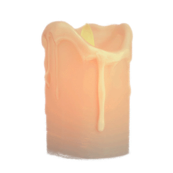 LED Dripping Wax Moving Flame Flickering Pillar Candle 4 Inch
