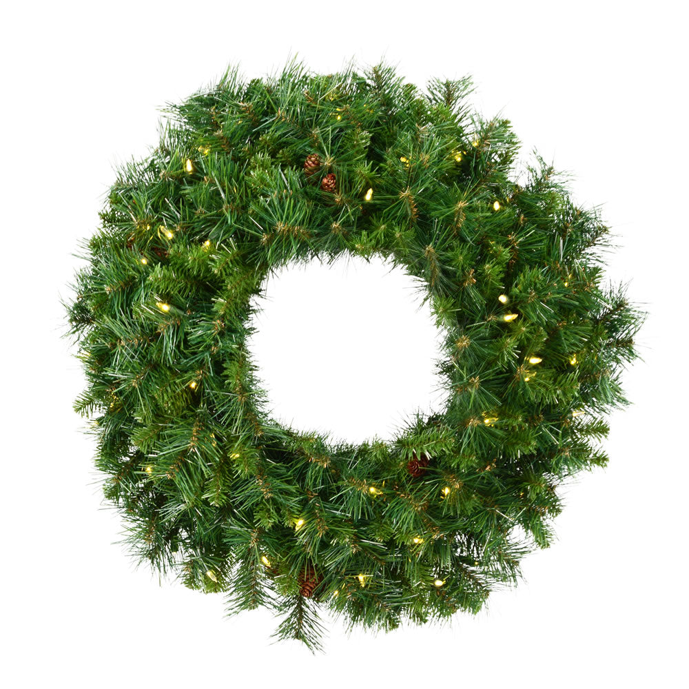 Vickerman 120” Cheyenne Pine Wreath 1200WmWht LED - A801089LED