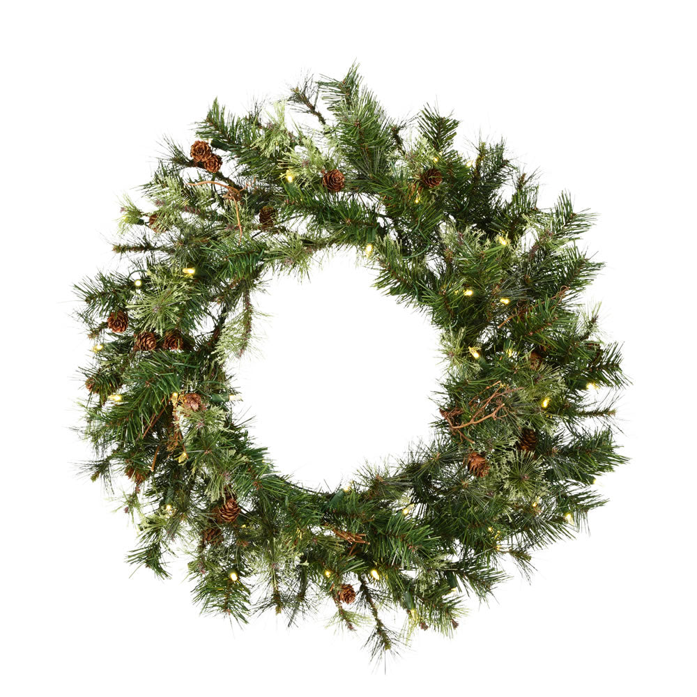 Vickerman 30″ Mixed Country Wreath 50WmWhtLED - A801831LED