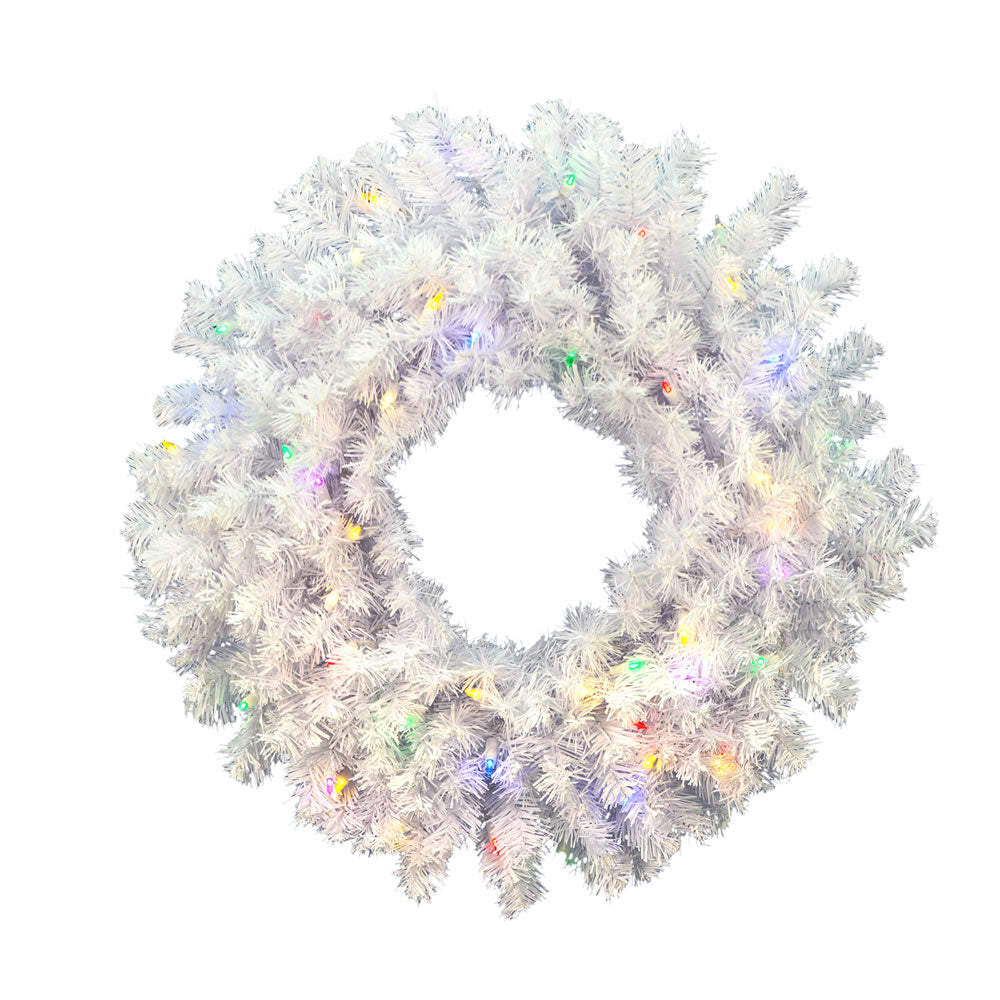 Vickerman 30″ Crystal White Wreath 50Led Multi - A805832LED