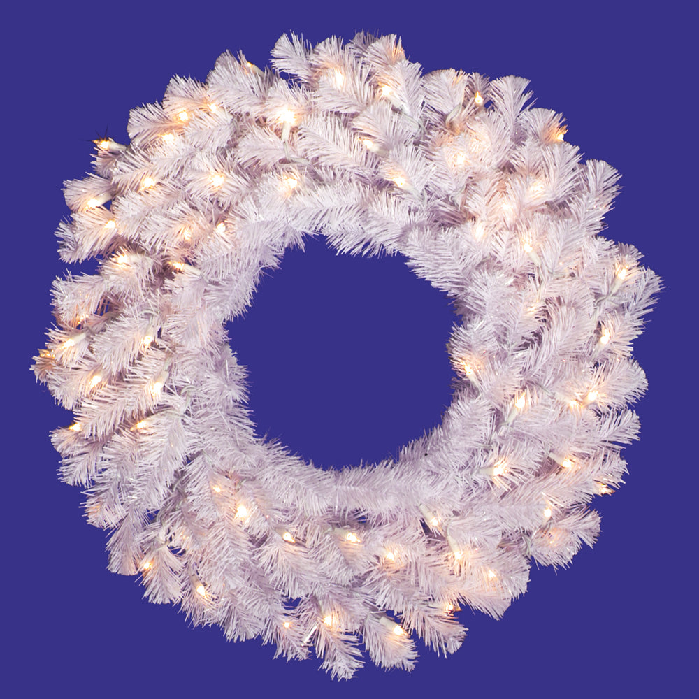 Vickerman 48″ Crystal White Wreath Dura-Lit 200CL - A805848