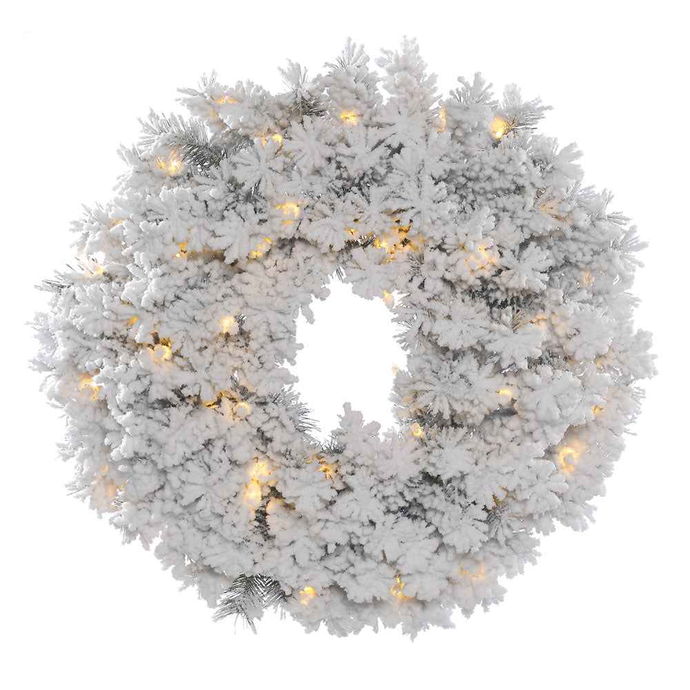 Vickerman 24″ Flocked Alaskan Wreath Dura-Lit 50CL - A806325