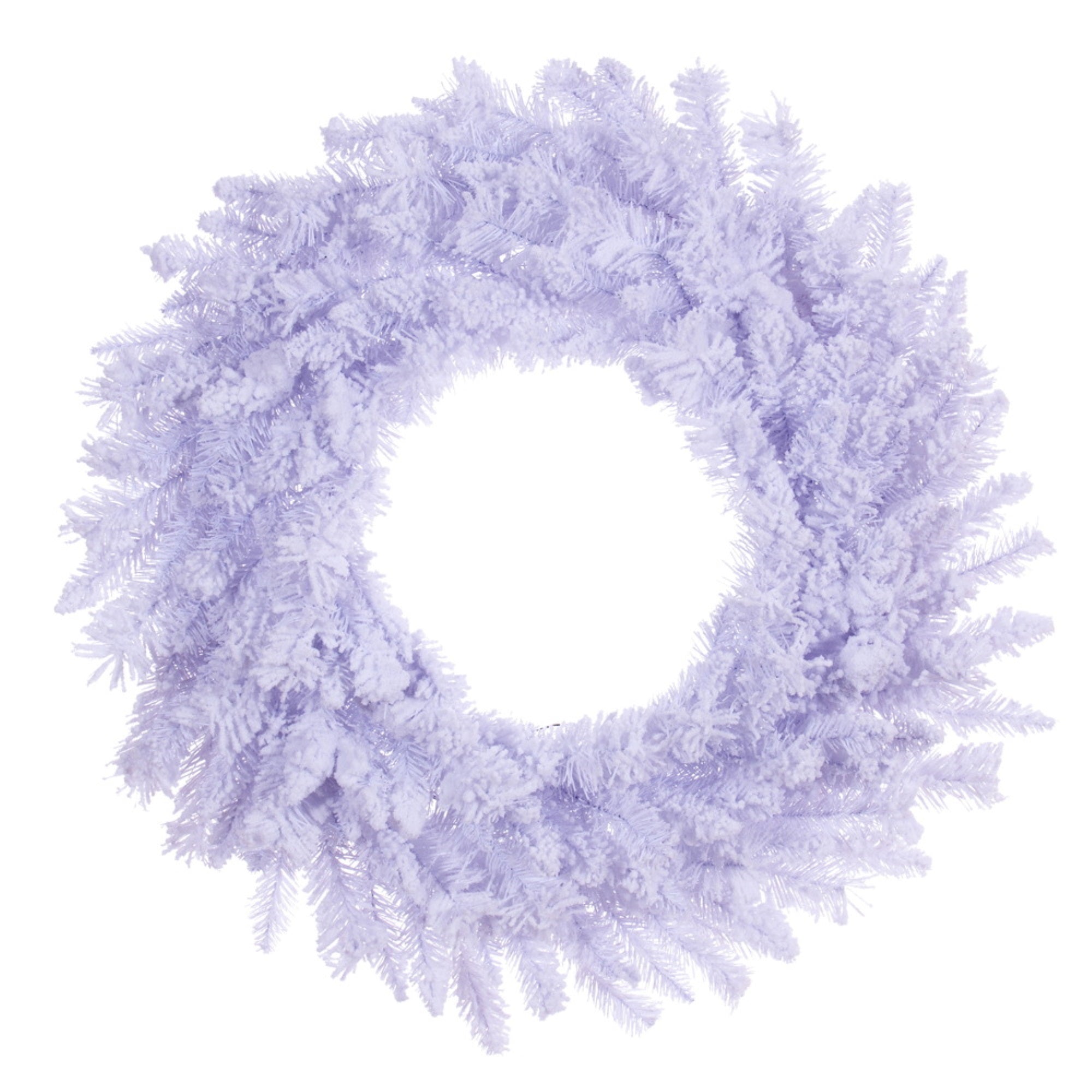 Vickerman 24” Flocked White Wreath with 152 PVC Tips Unlit