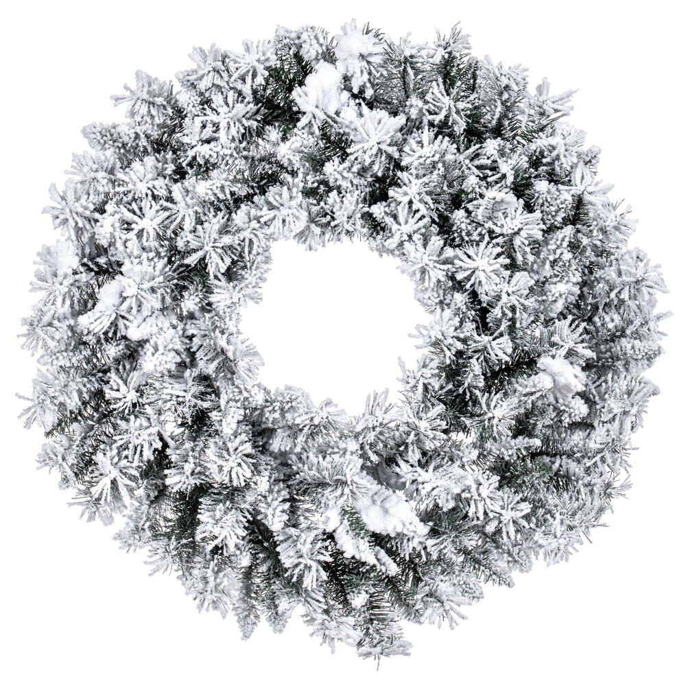 30” Flocked Utica Fir Wreath 170Tips