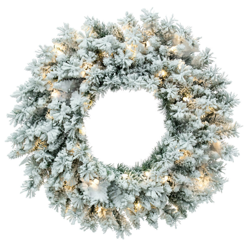 36” Flocked Utica Fir Wreath 100WW
