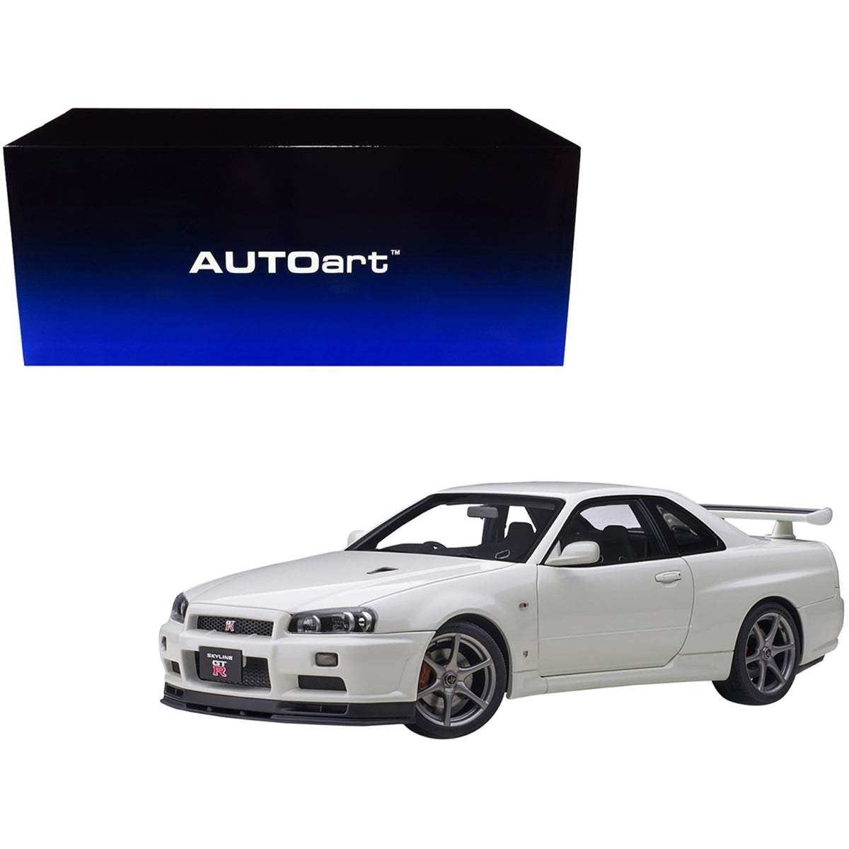 Nissan Skyline Gt-R (R34) V-Spec Ii Rhd (Right Hand Drive) White Pearl 1/18 Model Car By Autoart