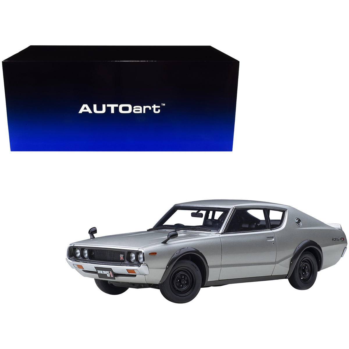 Nissan Skyline 2000Gt-R (Kpgc110) Rhd (Right Hand Drive) Silver Metallic 1/18 Model Car By Autoart