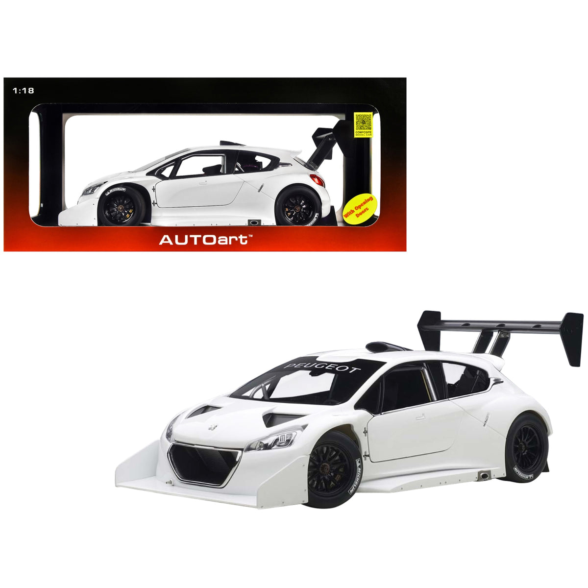 2013 Peugeot 208 T16 Pikes Peak Race Car Plain White Version 1/18 Model Car By Autoart