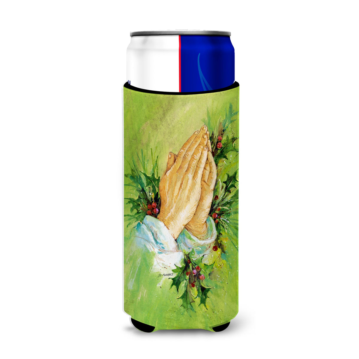 Caroline'S Treasures Praying Hangs With Holly Leaves Michelob Ultra Koozies For Slim Cans, Multicolor