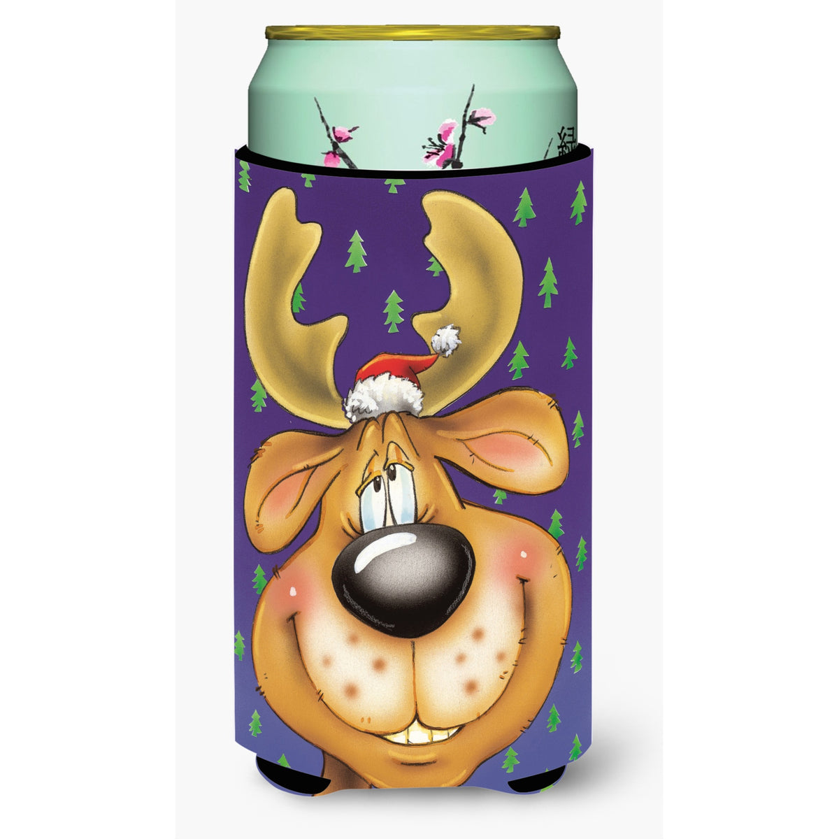 Caroline'S Treasures Comic Reindeer Tall Boy Koozie Hugger, Multicolor