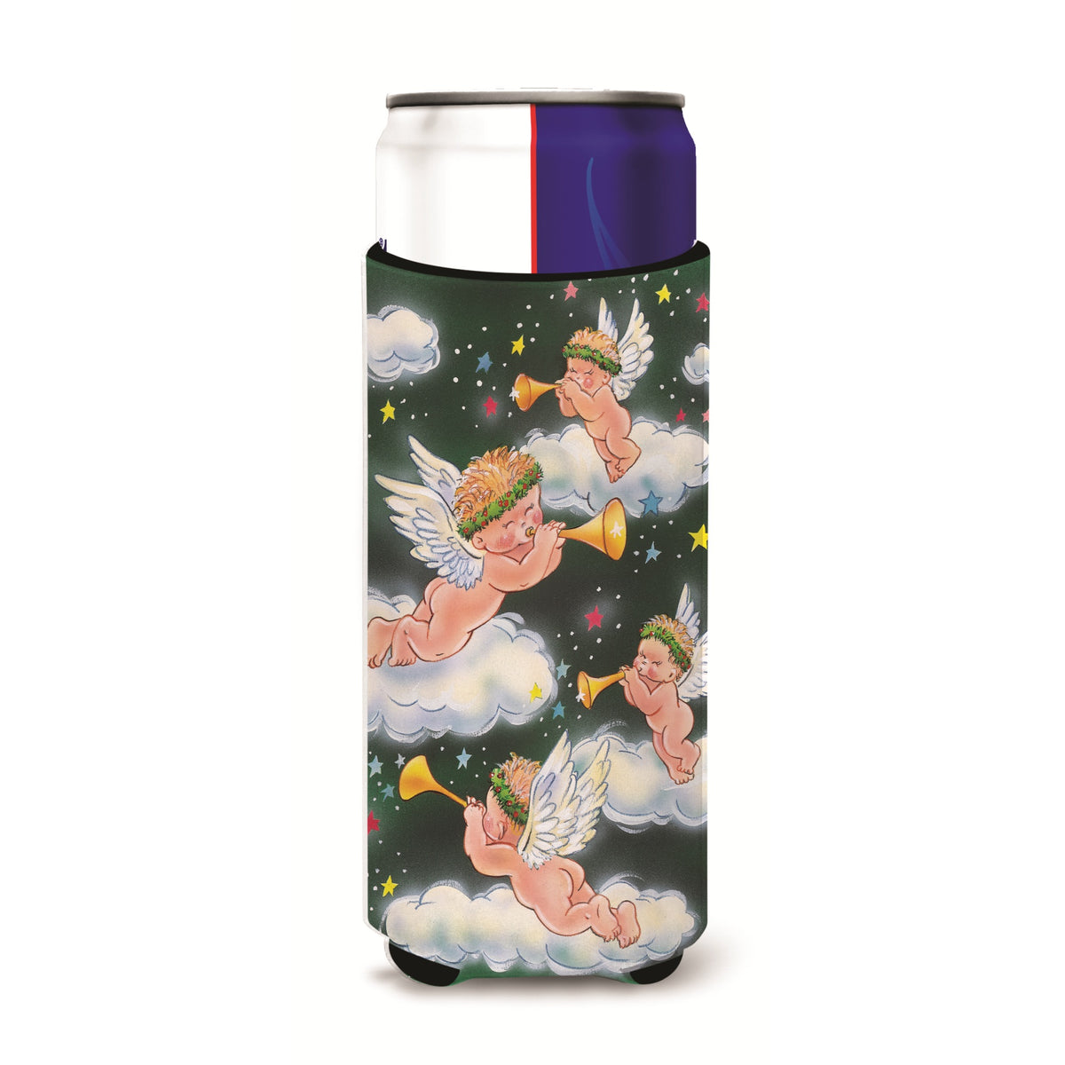 Caroline'S Treasures Angels On Green Michelob Ultra Koozies For Slim Cans, Multicolor