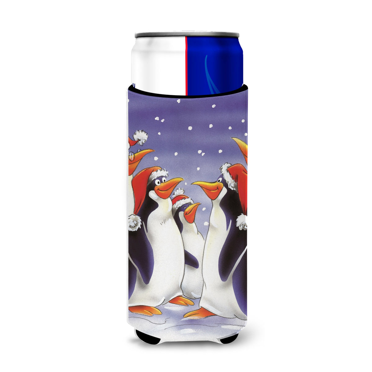 Caroline'S Treasures Holiday Penguins Michelob Ultra Koozies For Slim Cans, Multicolor