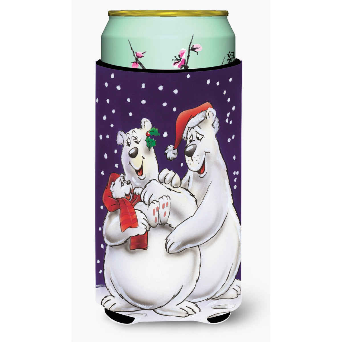 Caroline'S Treasures Holiday Polar Bears Tall Boy Koozie Hugger, Multicolor