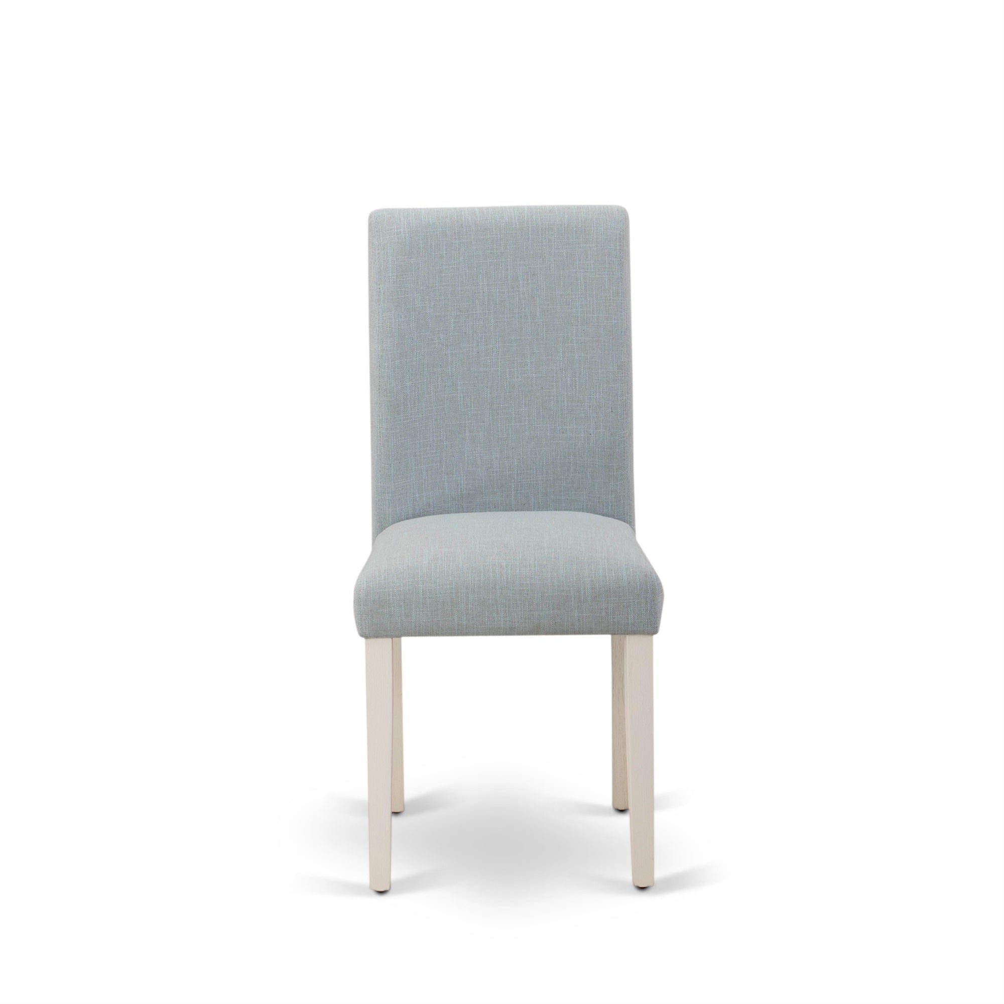 East West Furniture Set Of 2 Wood Chairs- Modern Chairs Includes Wirebrushed Linen White Wood Structure With Baby Blue Linen Fabric Seat And Simple Back