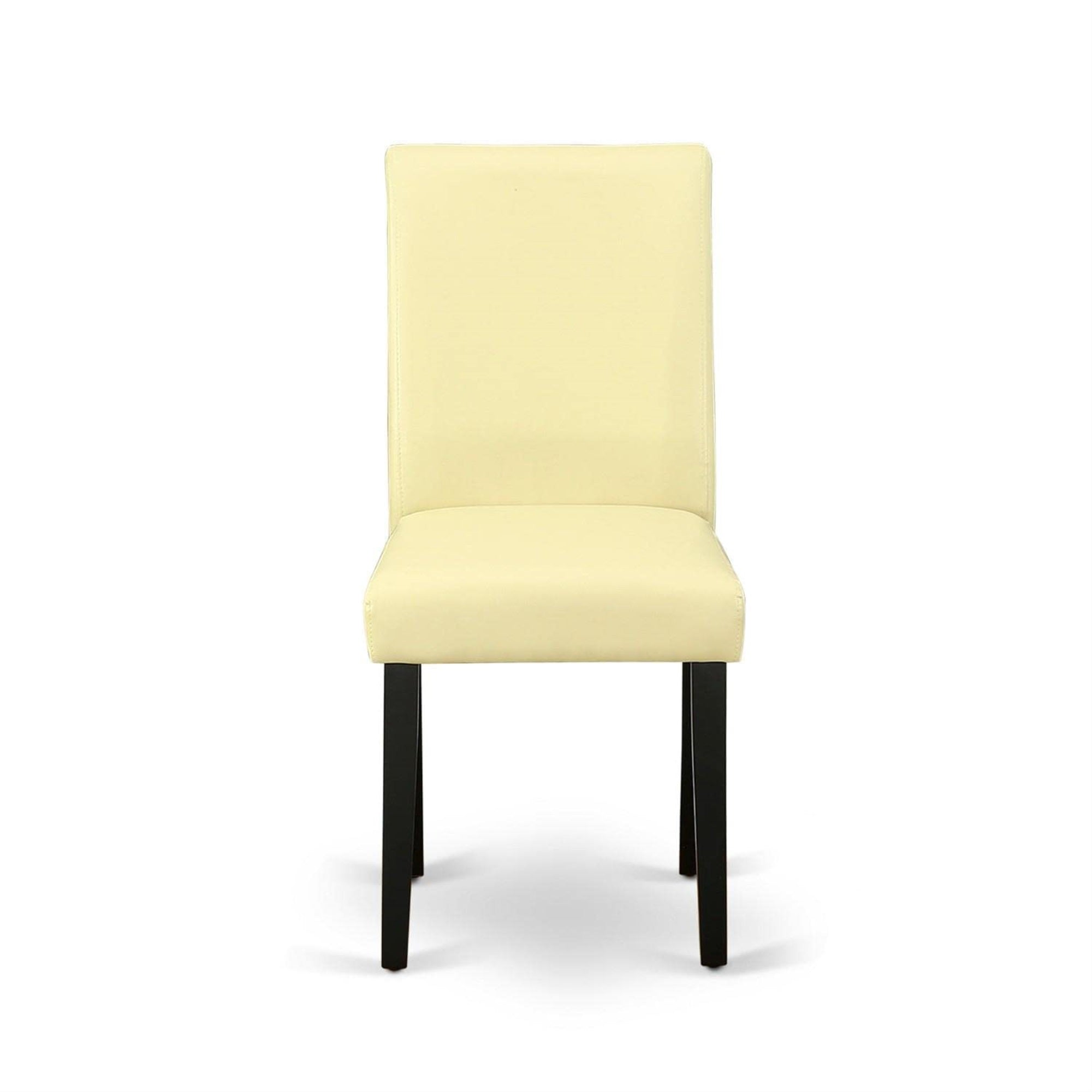 East West Furniture Abp1T73 Parson Dining Room Eggnog Faux Leather Upholstered Chairs, Set Of 2