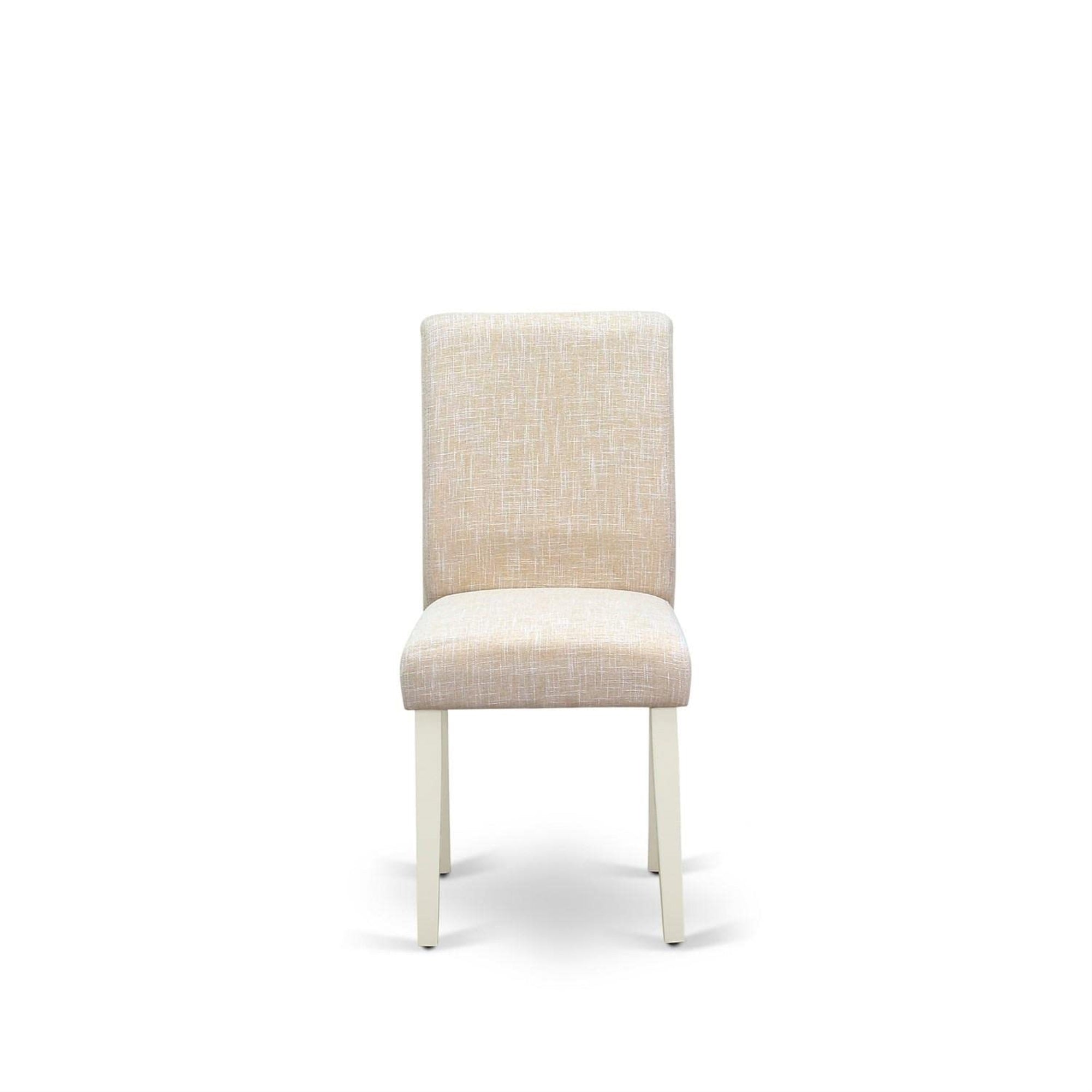East West Furniture Abp2T02 Parson Dining Room Light Beige Linen Fabric Upholstered Chairs, Set Of 2