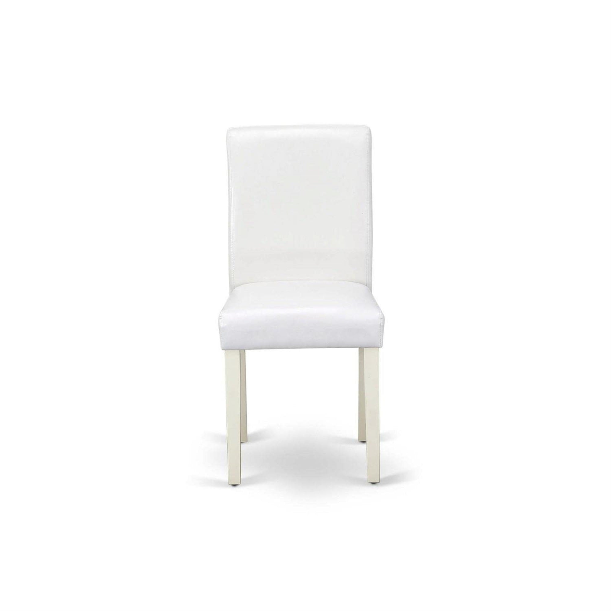 East West Furniture Abp2T64 Classic Parson Dining White Faux Leather Upholstered Chairs, Set Of 2
