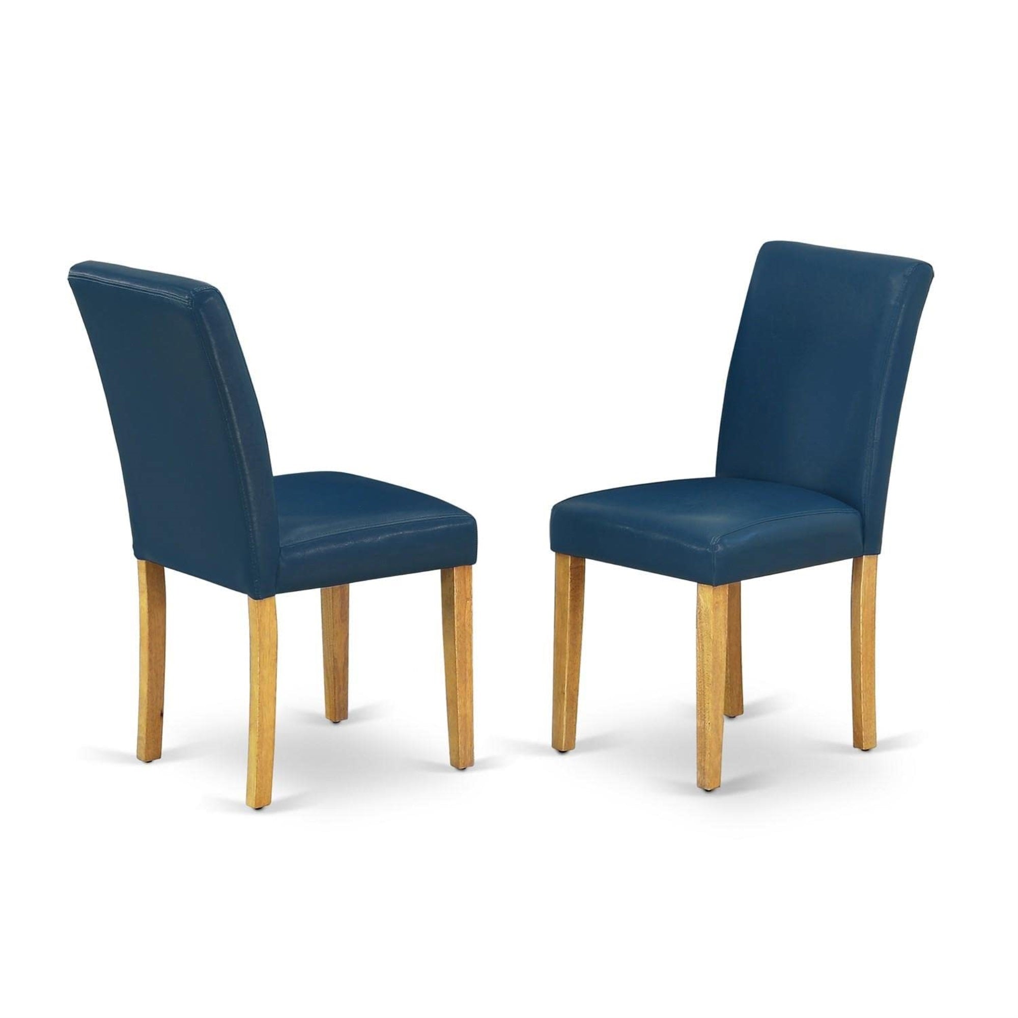 Casafoyer Abp4T55 Abbott Parson Kitchen Chairs - Oasis Blue Faux Leather Padded Dining Chairs, Set Of 2, Oak