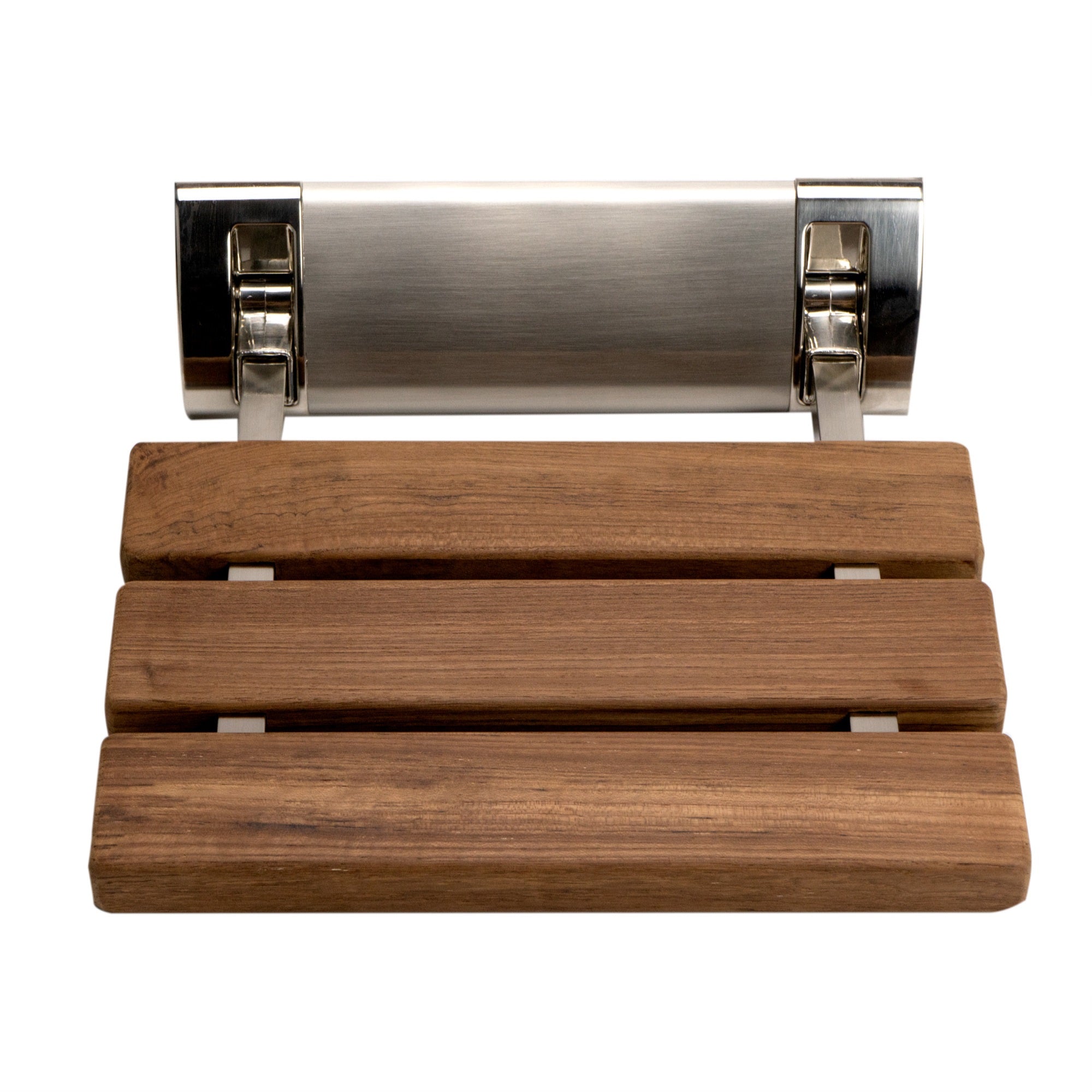 ALFI brand ABS14-BN Brushed Nickel 14″ Folding Teak Wood Shower Seat Bench
