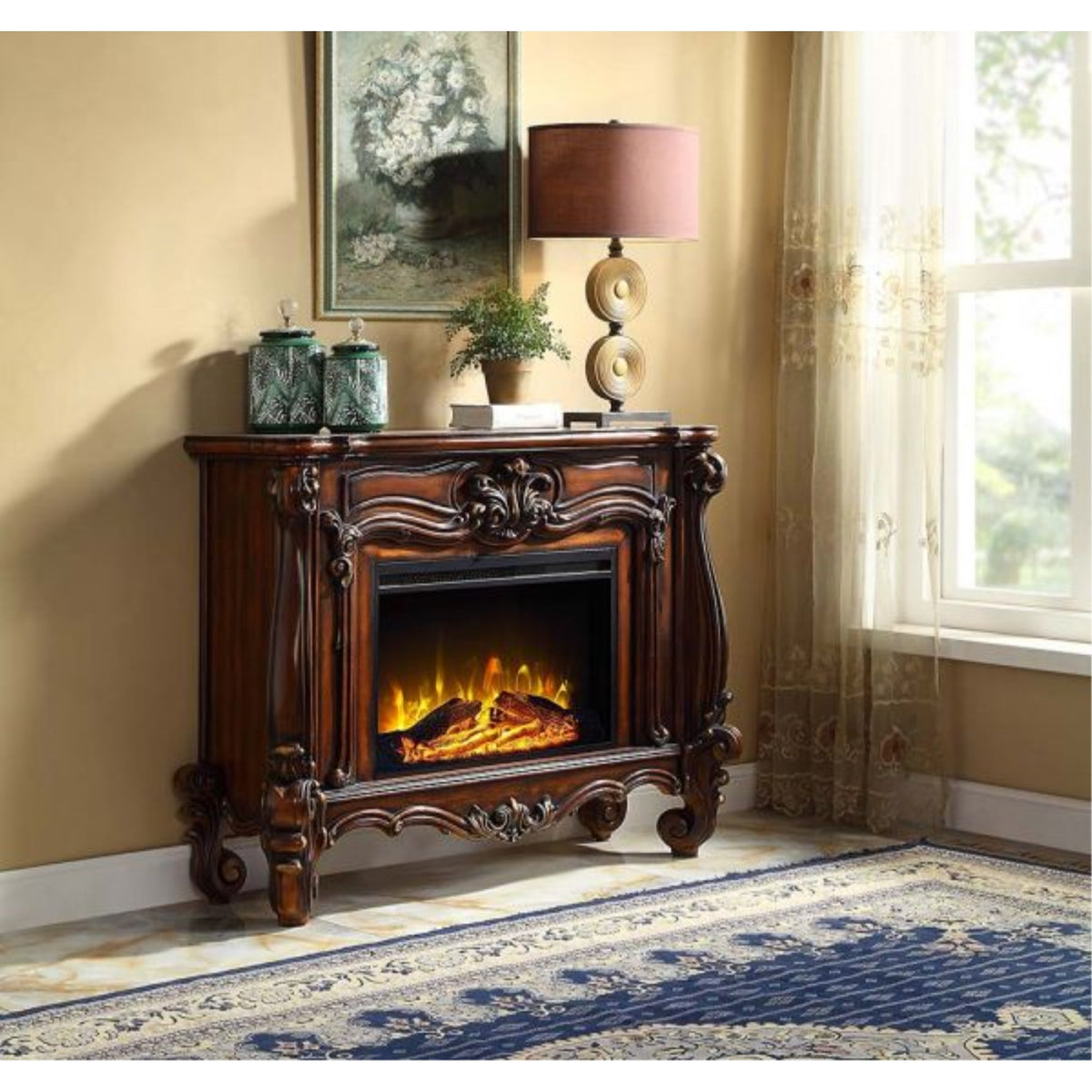 Ac01315 Fireplace, Cherry Oak Finish - Versailles ( 1Pc/1Ctn )