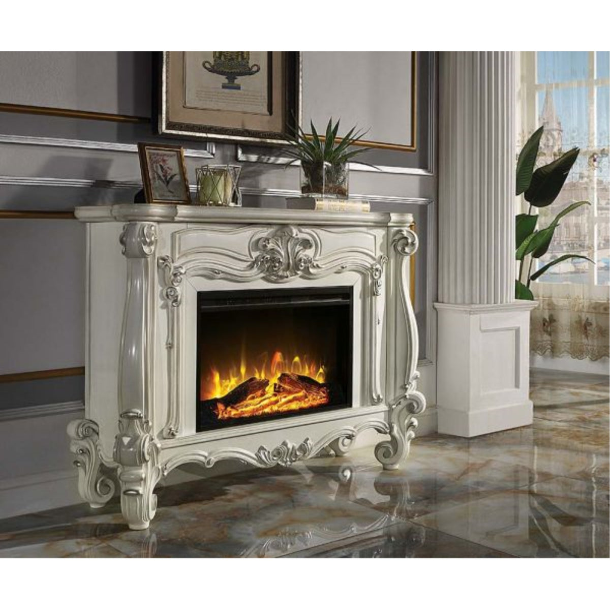 Ac01316 Fireplace, Bone White Finish - Versailles ( 1Pc/1Ctn )