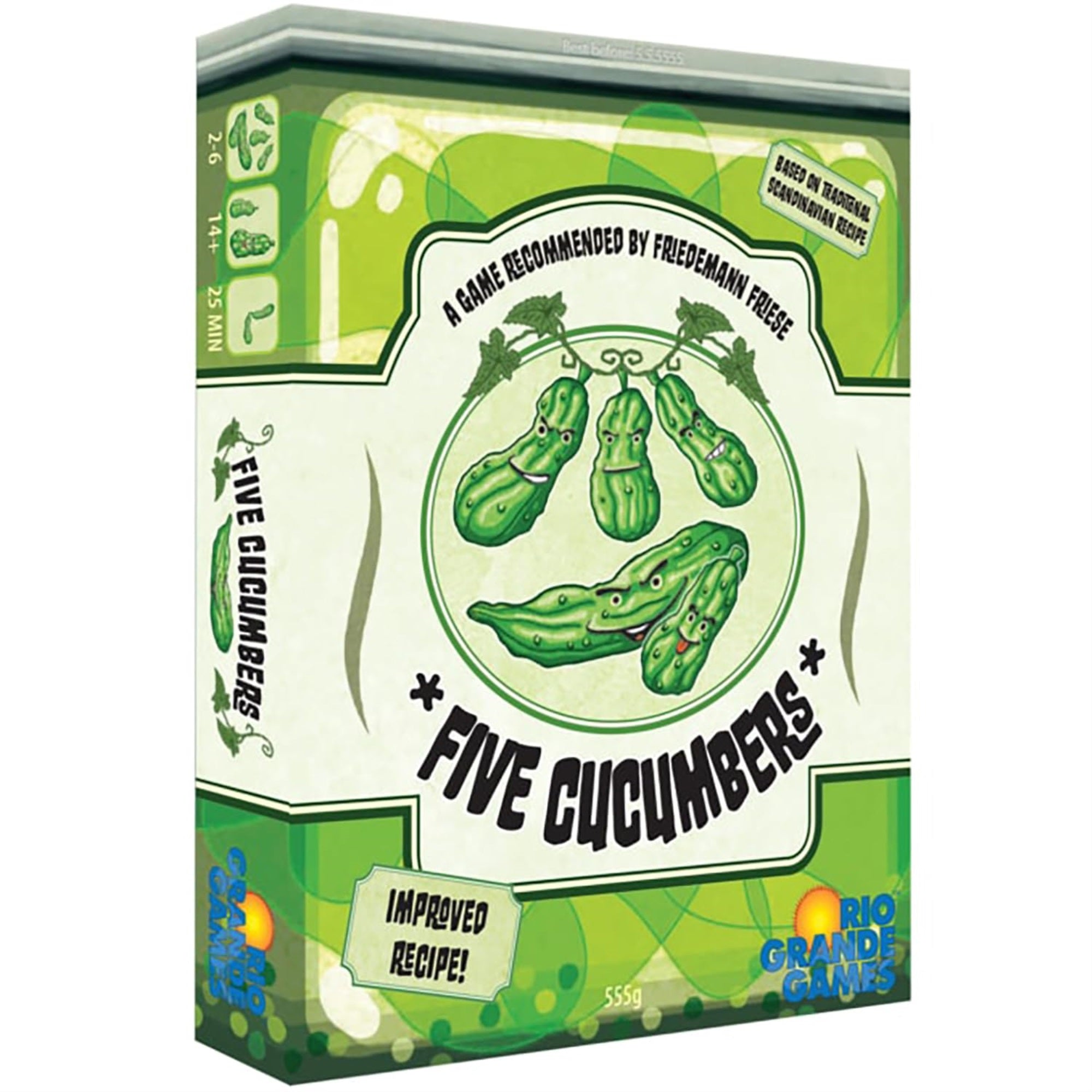 Rio Grand Games: Five Cucumbers - Trick Taking Card Game, Agurk Variant, Competitive Play, Avoid Getting The Cucumber, Ages 14+, 2-6 Players, 30+ Mins