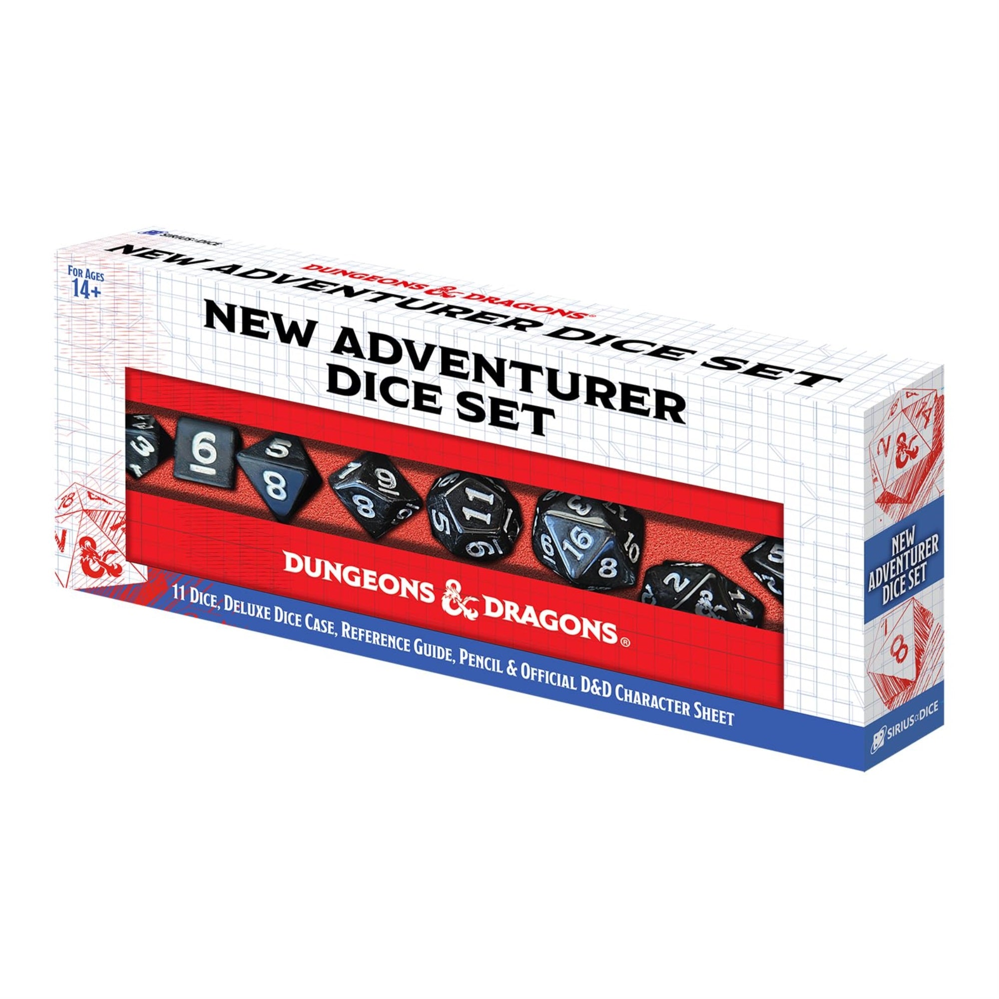 D&D New Adventure Dice Set (Black Dice With Red Case)