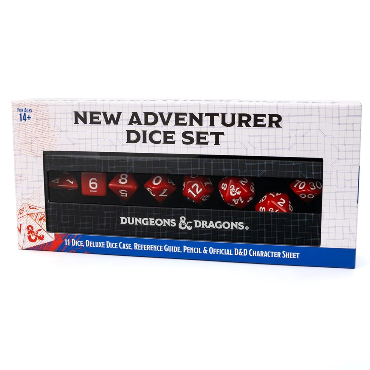 D&D New Adventure Dice Set (Red Dice With Black Case)