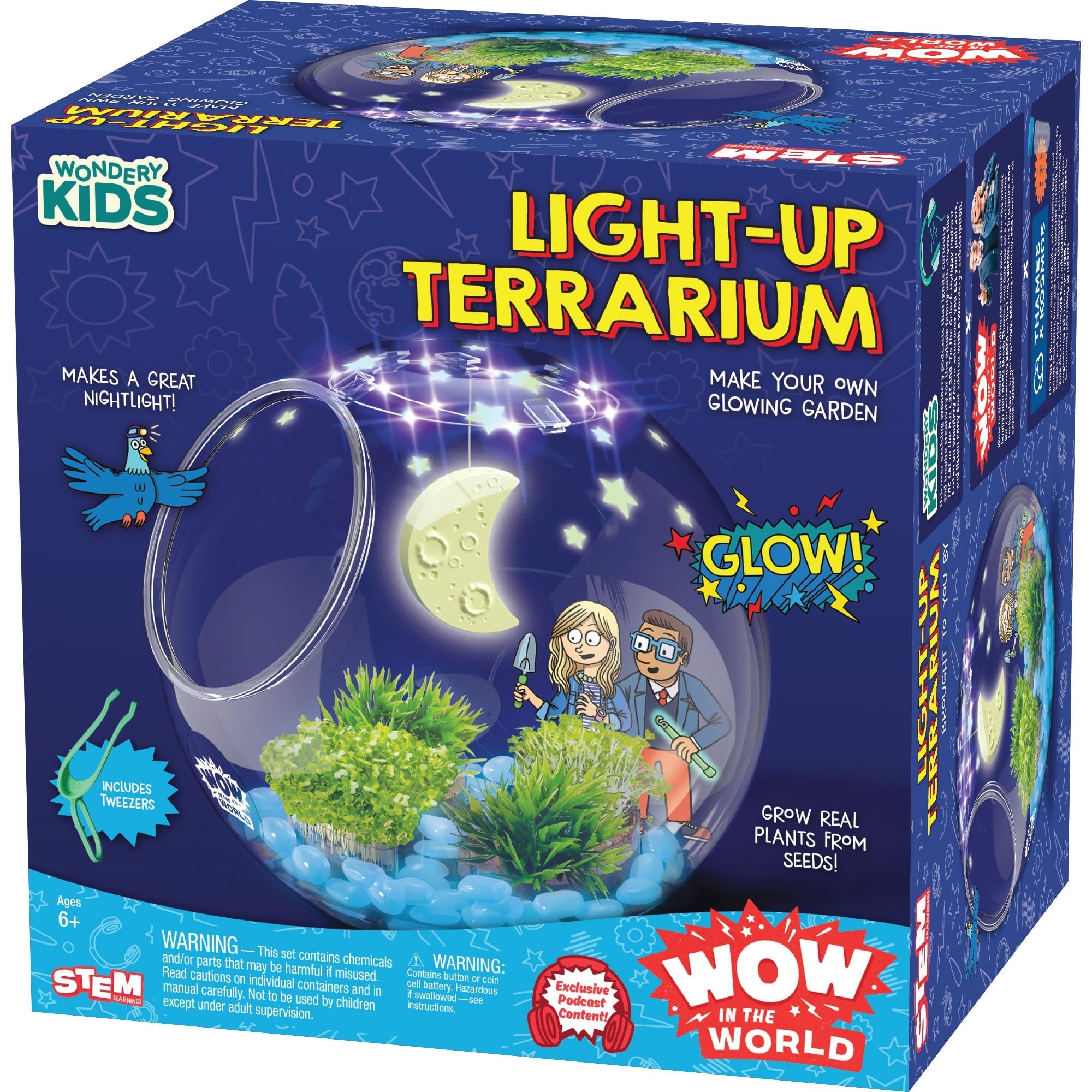 Wow In The World Light-Up Terrarium | Grow Plants, Decorate Your Terrarium, Glow-In-The-Dark, Uv Lights, Companion Audio Content, Bonus Reusable Science Tool, Stem Toy For Kids 6+ By Thames & Kosmos