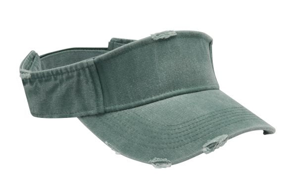 Dv101 | Drifter- Pigment Dyed, Garment Washed, Cotton Twill Distressed Visor With Self-Fabric Hook And Loop Closure - Forest Gre