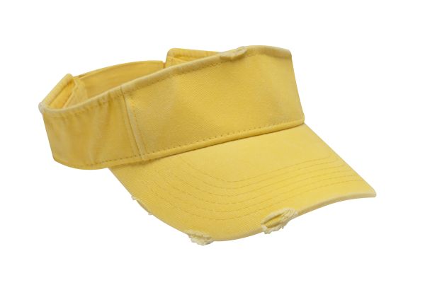 Dv101 | Drifter- Pigment Dyed, Garment Washed, Cotton Twill Distressed Visor With Self-Fabric Hook And Loop Closure - Lemon
