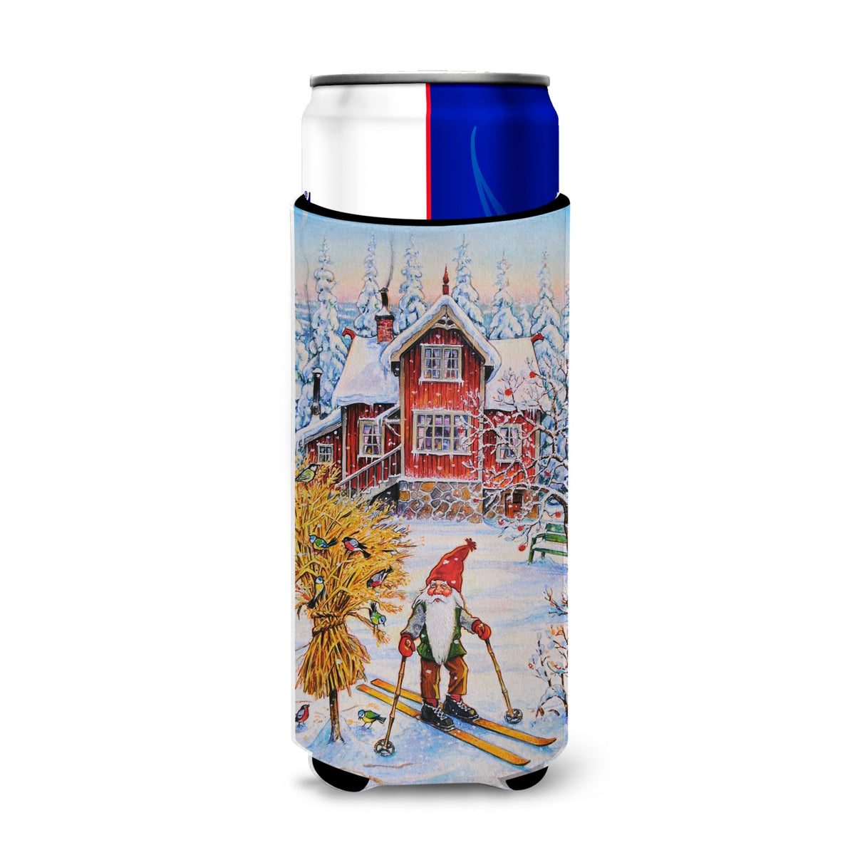 Caroline'S Treasures Christmas Gnome Skiing Michelob Ultra Koozies For Slim Cans, Multicolor