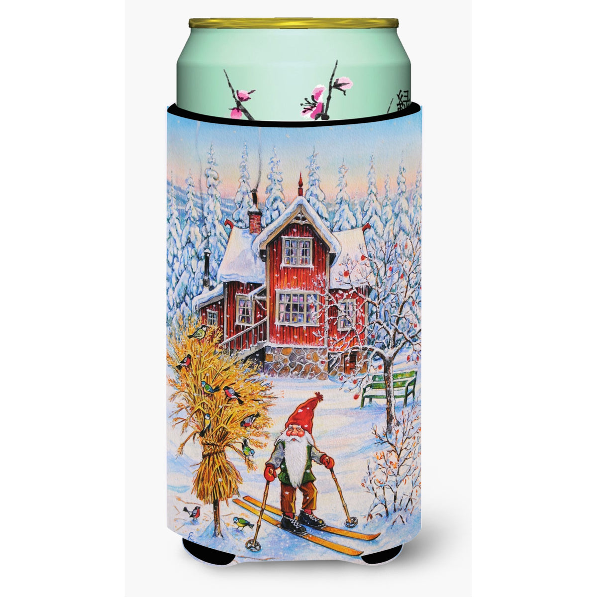 Caroline'S Treasures Christmas Gnome Skiing Tall Boy Koozie Hugger, Multicolor