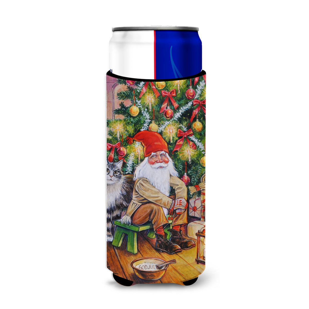 Caroline'S Treasures Christmas Gnome By The Tree Michelob Ultra Koozies For Slim Cans, Multicolor