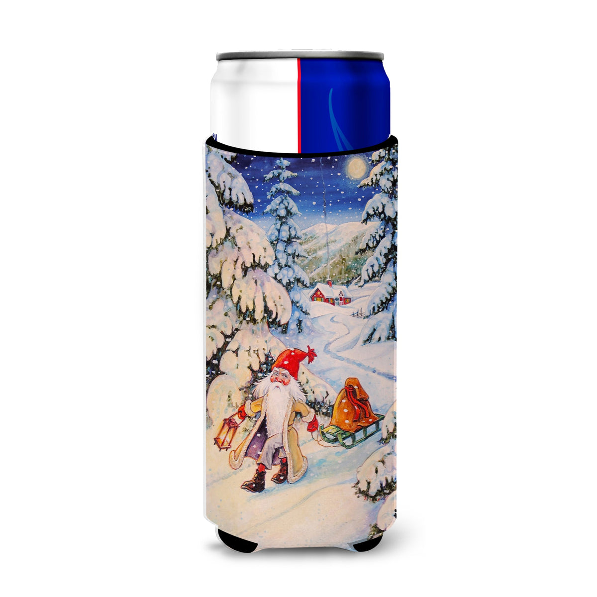 Caroline'S Treasures Christmas Gnome Pulling A Sled Michelob Ultra Koozies For Slim Cans, Multicolor