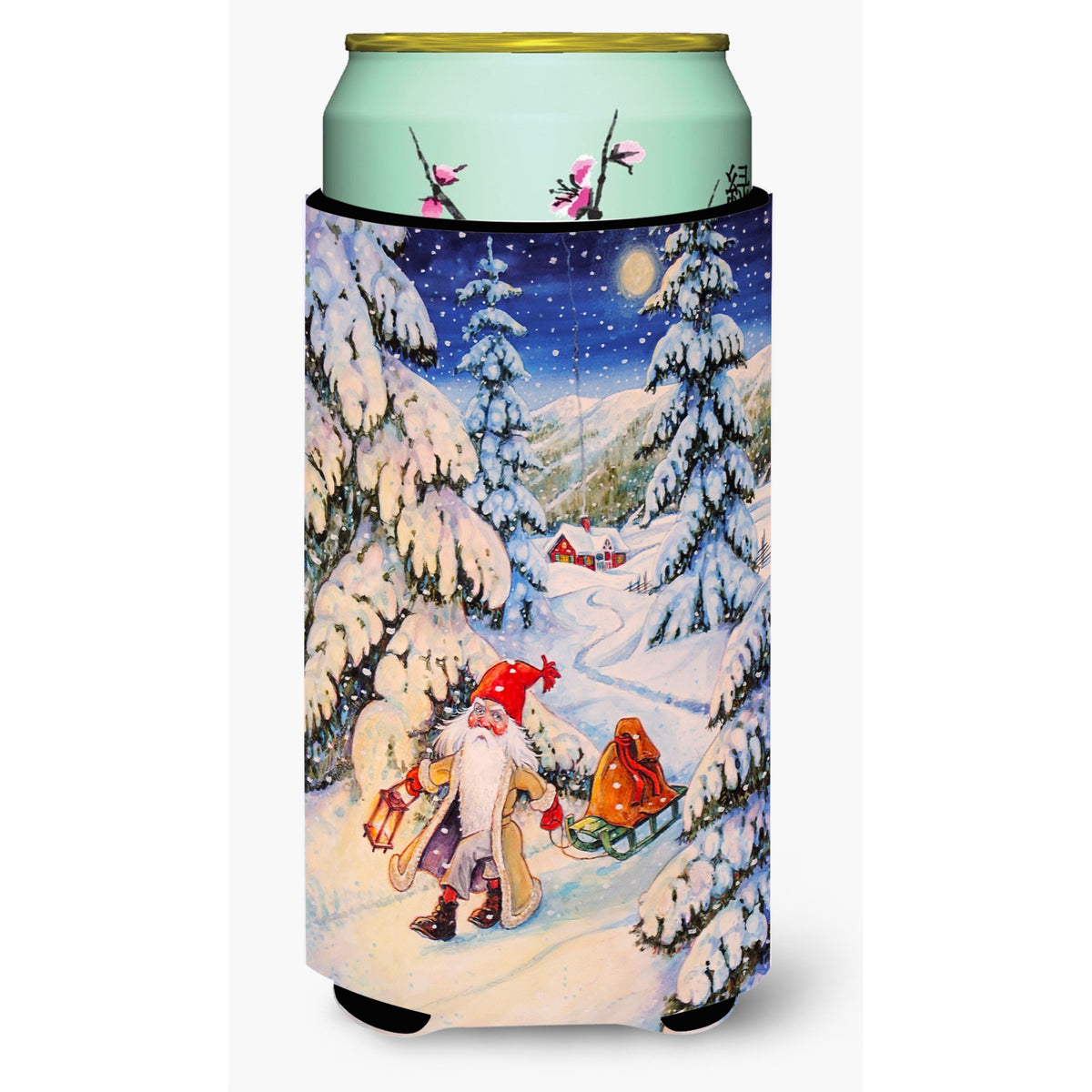 Caroline'S Treasures Christmas Gnome Pulling A Sled Tall Boy Koozie Hugger, Multicolor