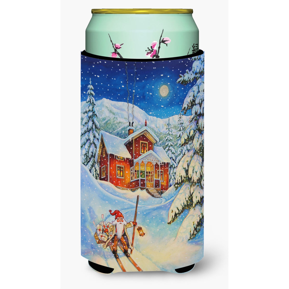 Caroline'S Treasures Christmas Gnome Headed Out Tall Boy Koozie Hugger, Multicolor