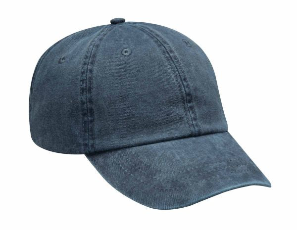 LP101 | OPTIMUM-SOLID PGMT- Pigment dyed, garment washed cotton twill, six panel, low profile, unstructured cap with Adams Cool-Crown mesh lining and leather strap closure with antique brass buckle and grommet.  - NAVY