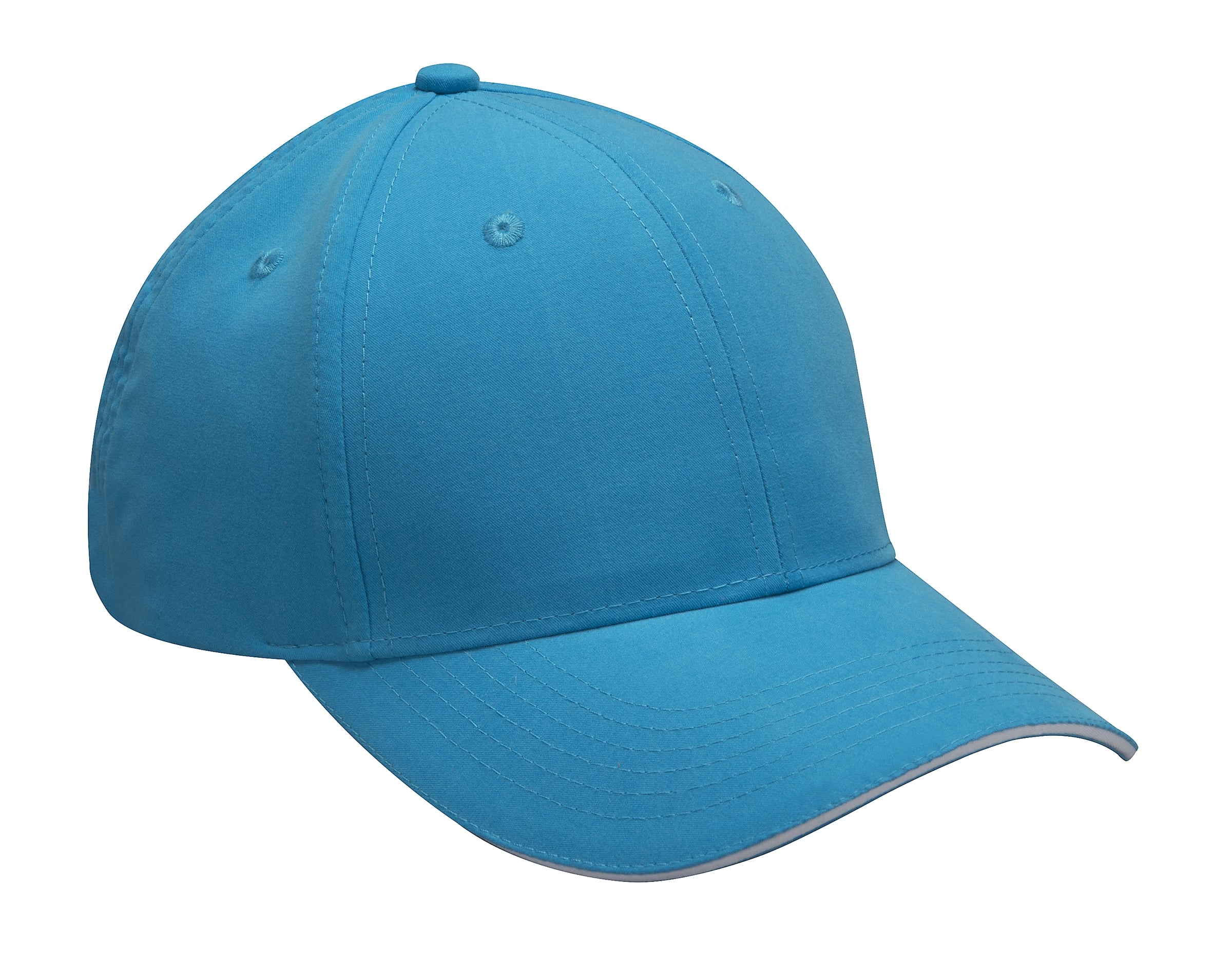 PE102 | PERFORMER- Polyester, moisture wicking, brushed microfiber, six panel, mid-crown, structured cap with contrast color sandwhich visor, Adams cool-crown mesh lining and self-fabric hook and loop closure. - BIMINI BLUE / WHITE